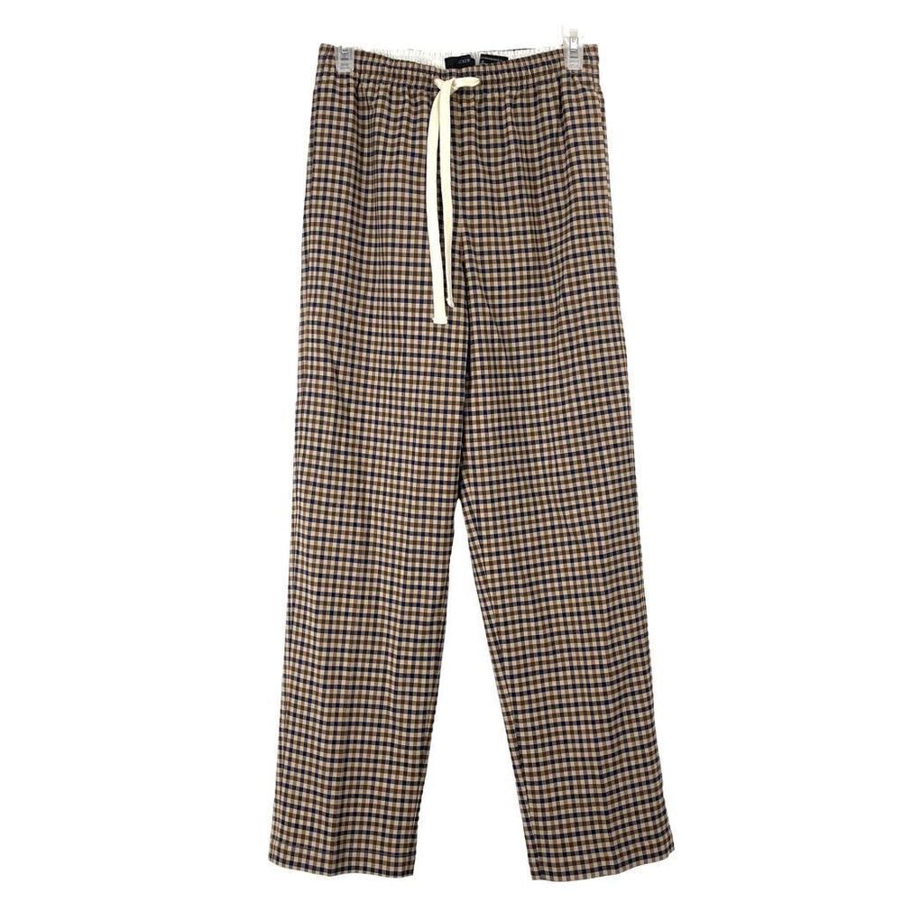 NEW J. Crew Tie-waist straight-leg pants‎ in honey plaid Italian wool Size 00